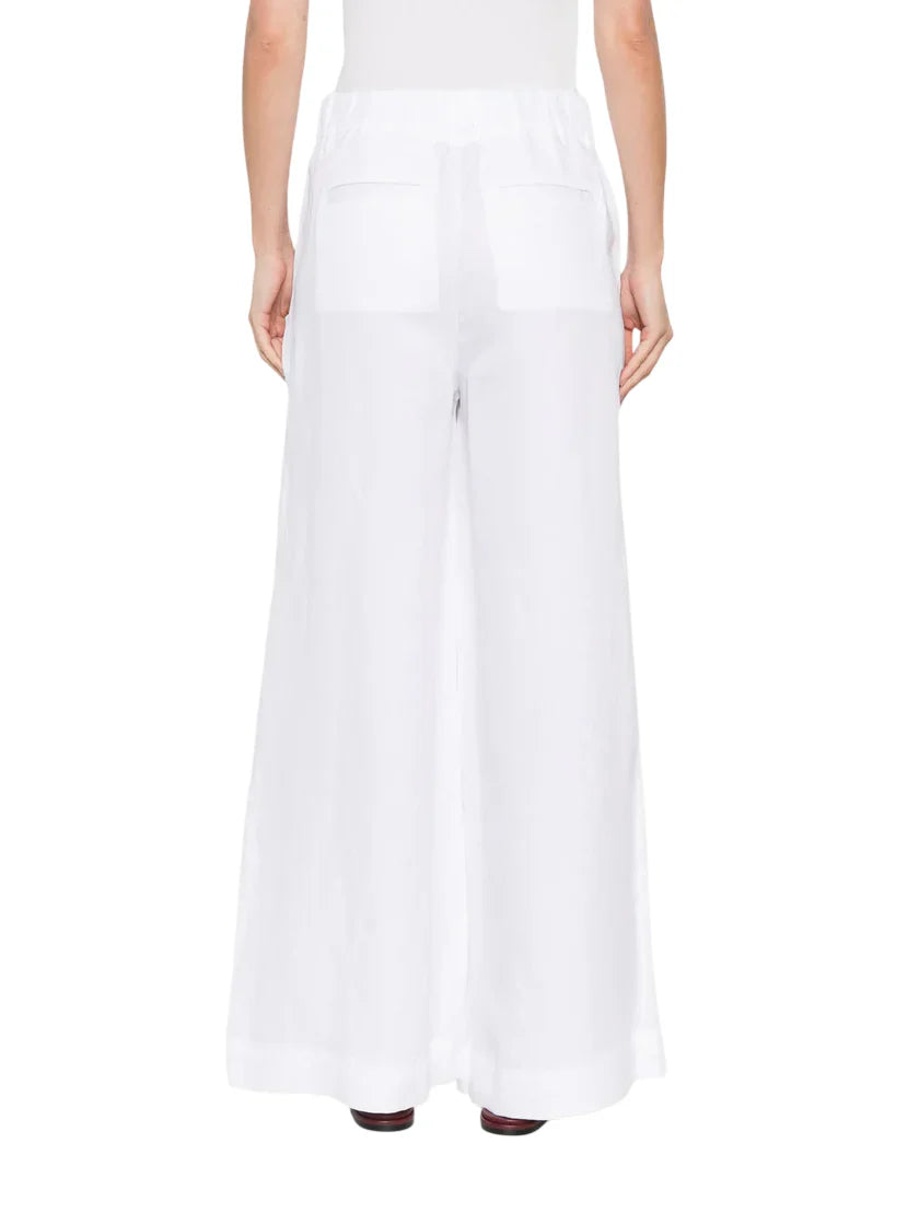 Jc Sophie pantaloni palazzo Leaf misto lino bianco