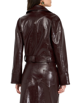 Liu Jo giubbino biker in ecopelle spalmata borgogna UF5231E1038 X0722 LIU JO