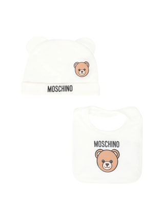 Moschino set neonato cappello e bavetta panna MUY08K-LCA40 10063 MOSCHINO