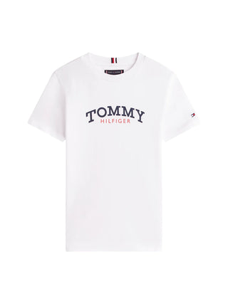 Tommy Hilfiger T-shirt bambino manica corta con logo bianco