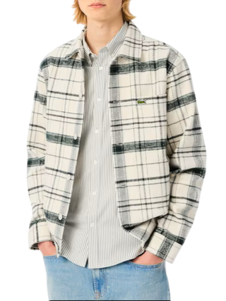 Lacoste camicia uomo in fantasia check panna verde CH5099 6CG LACOSTE 