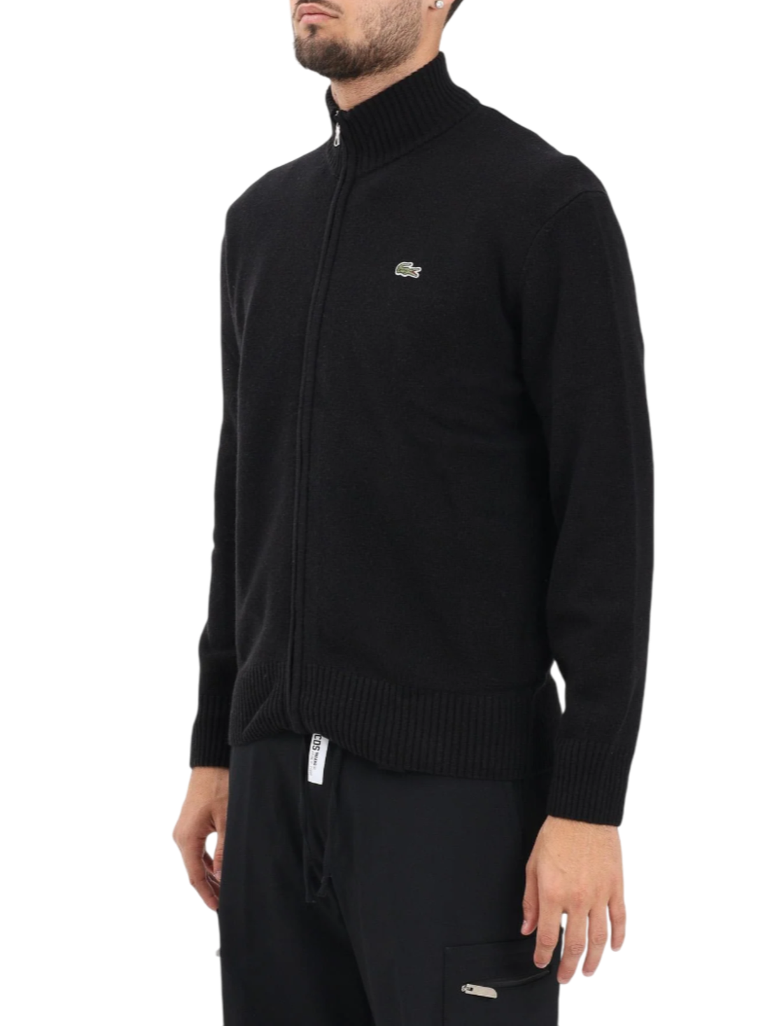 Lacoste maglia uomo con zip in lana nero