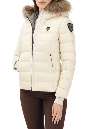 Blauer piumino Arcadia donna con cappuccio ecrù 25WBLDC03099-A06047 907GG BLAUER 