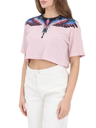 County of Milan T-shirt crop donna stampa iconica rosa