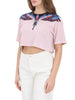 County of Milan T-shirt crop donna stampa iconica rosa