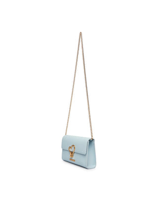 Love Moschino borsa a tracolla in ecopelle martellata celeste