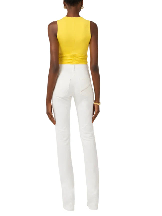 Elisabetta Franchi top donna con dettaglio gioiello giallo