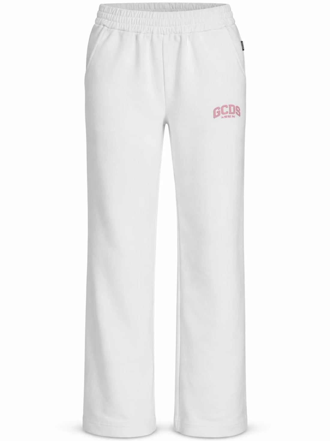 GCDS pantaloni bambina in felpa wide leg bianco