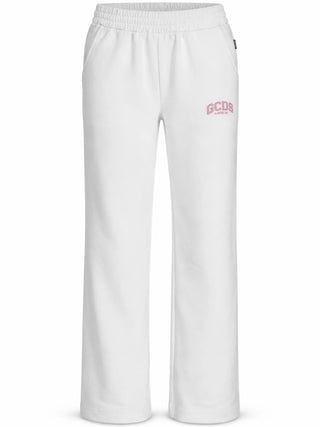 GCDS pantaloni bambina in felpa wide leg bianco