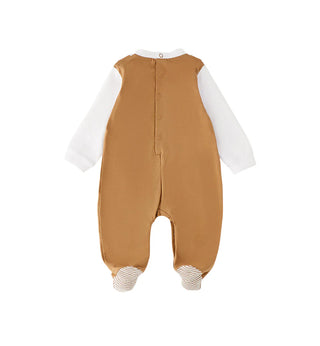 iDo tutina neonato stile salopette bianco marrone