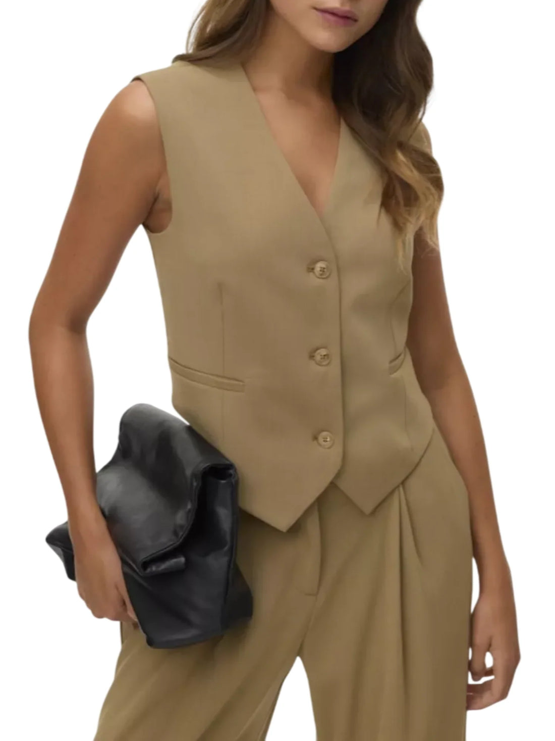 Vero Moda gilet donna con tasche beige