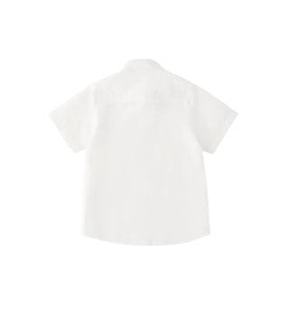 iDo camicia manica corta bambino misto lino bianco