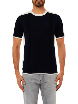 Liu Jo maglia uomo bicolor in cotone blu bianco