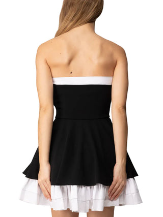 Aniye By abito corto Sandy bicolor con balze nero