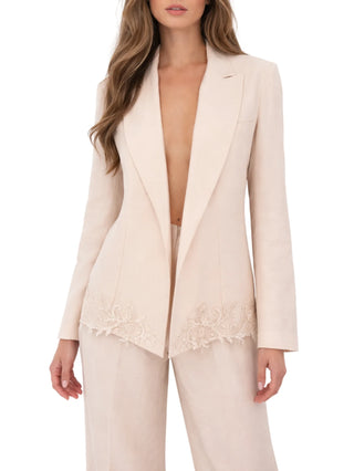 Blugirl giacca misto lino con ricami floreali rosa cipria RA6092TM823 P9545 BLUGIRL 
