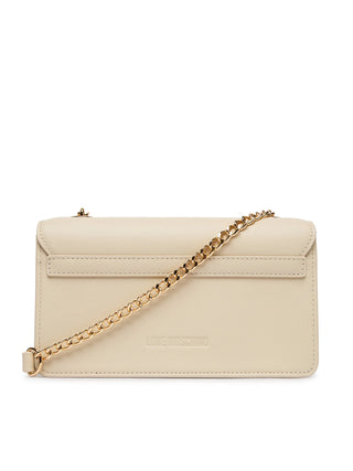 Love Moschino borsa a tracolla con placca logo ecrù