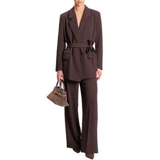 Vicolo giacca blazer con cintura marrone TF0358 MARRONE VICOLO