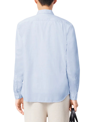 Lacoste camicia uomo manica lunga in cotone celeste