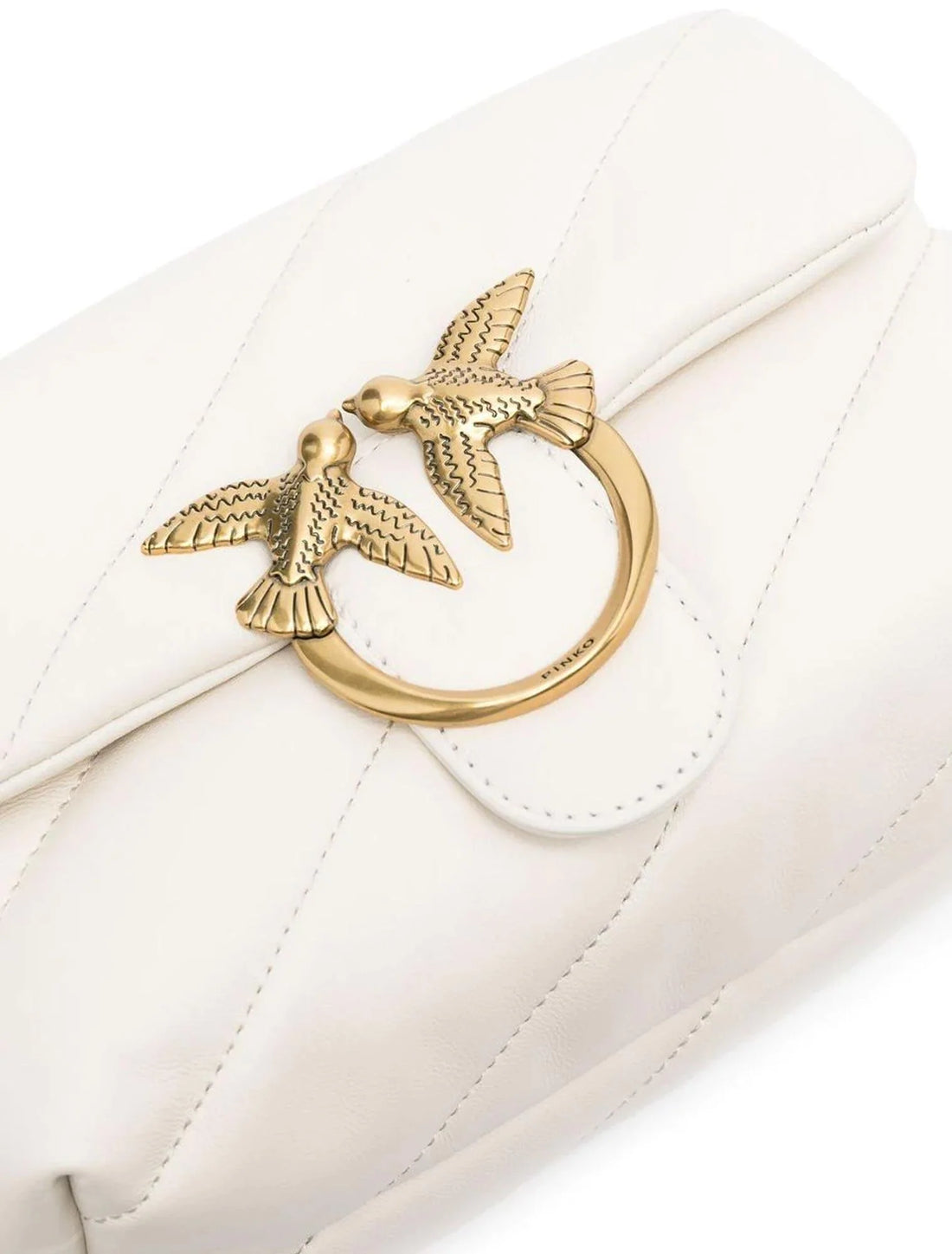 Pinko borsa a spalla Love Bag Mini Puff in pelle trapuntata bianco oro