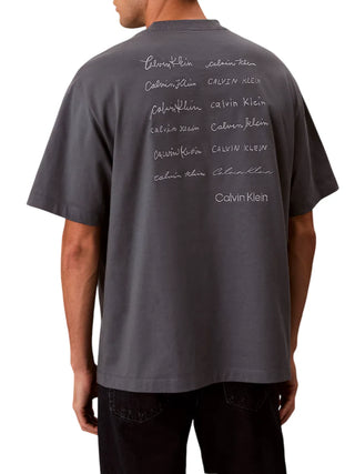 Calvin Klein Jeans T-shirt uomo manica corta con logo ricamato grigio