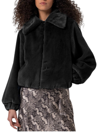 Surkana pelliccia ecologica con zip nero 555LAPE422 00 SURKANA 