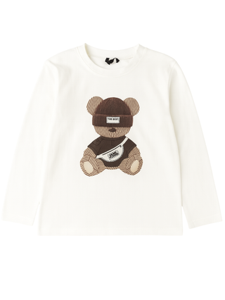 Please T-shirt manica lunga con orsetto panna ML42030B77 3102 PLEASE KID