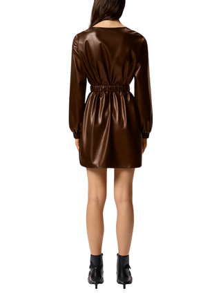 Pinko abito Sfumato in ecopelle con cinta marrone 105587-A2P4 M22 PINKO