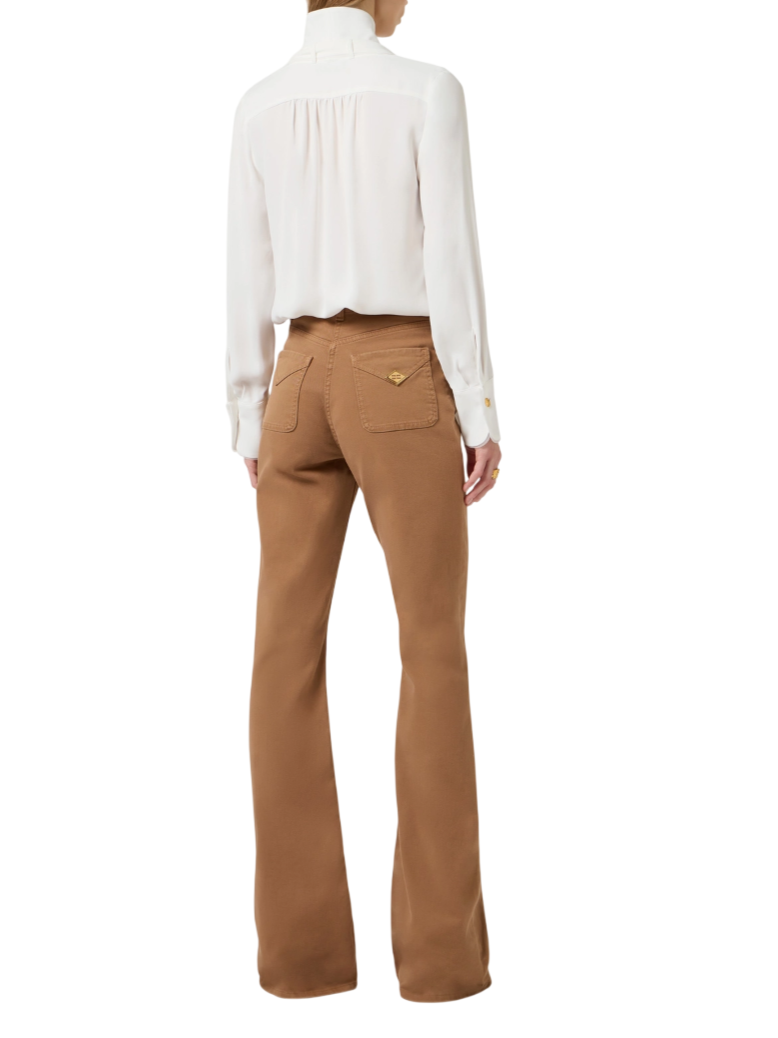 Elisabetta Franchi camicia con fusciacca in georgette bianco