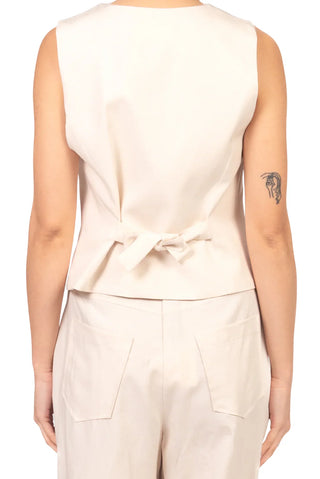Vicolo completo donna gilet e pantaloni misto lino burro