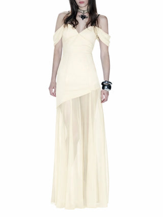 Aniye By abito lungo Teodora con trasparenze beige chiaro