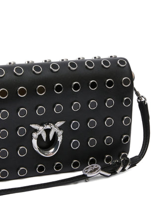 Pinko borsa Click Soft Horizontal mini con borchie nero