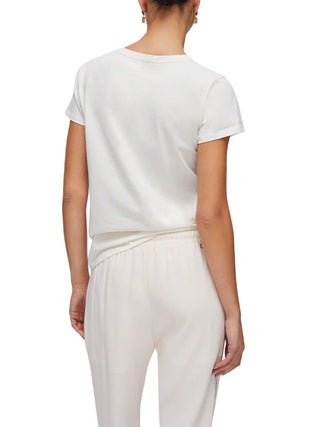 Liu Jo T-shirt manica corta con logo strass panna