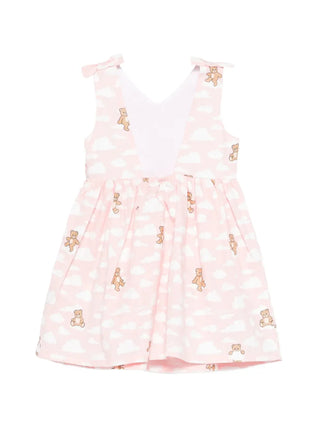 Moschino abito neonata in fantasia con orsetti e nuvolette rosa