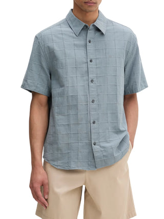 Calvin Klein camicia uomo in cotone check manica corta blu avio