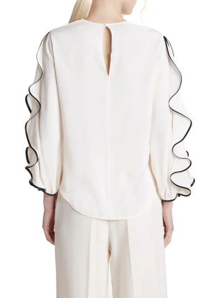 Simona Corsellini blusa misto seta con rouches avorio
