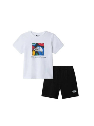 The North Face completo bambino T-shirt e shorts bianco nero