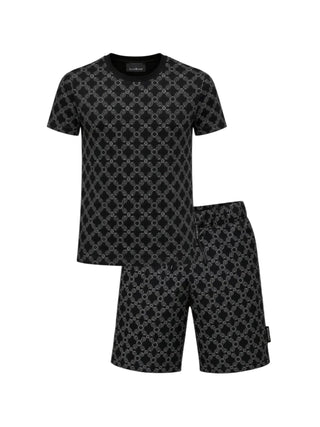 John Richmond completo bambino T-shirt e bermuda in fantasia nero