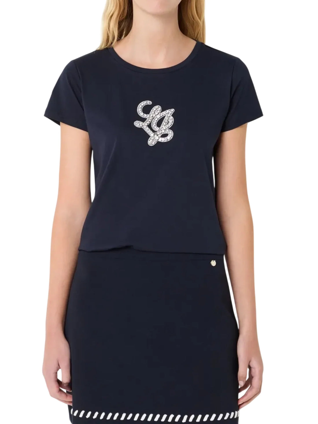 Liu Jo T-shirt manica corta con logo gioiello blu