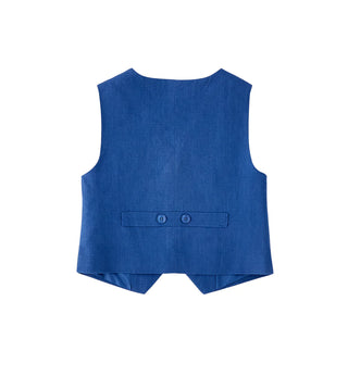 iDo gilet bambino misto lino blu avio