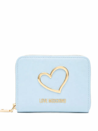 Love Moschino portafogli in ecopelle con placca logo celeste