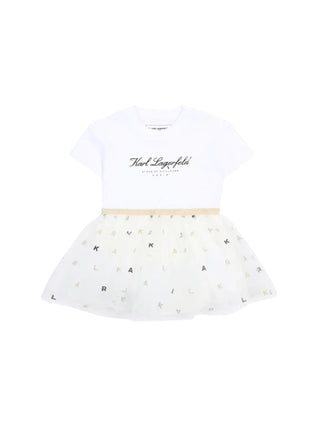 Karl Lagerfeld abito neonata con gonna in tulle bianco
