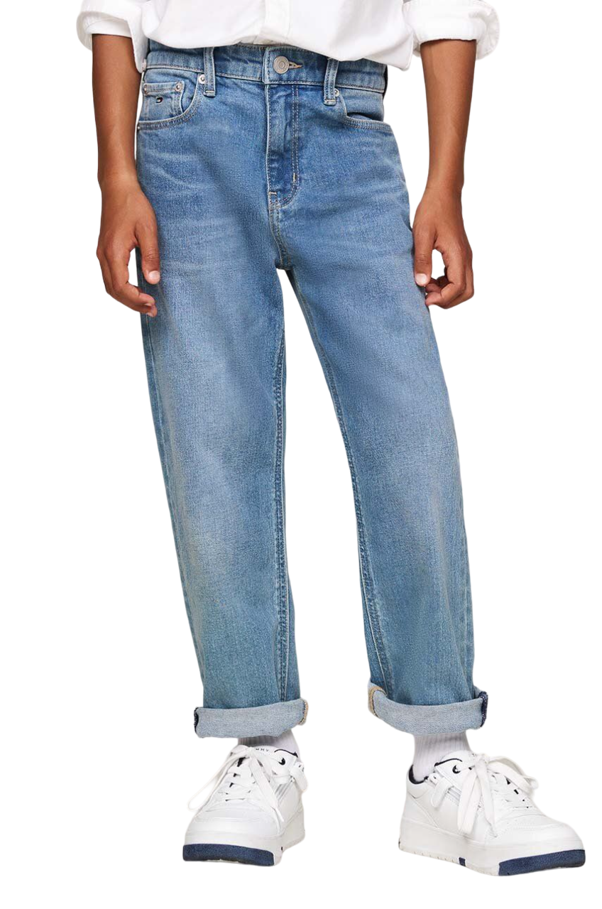 Tommy Hilfiger jeans Baggy gamba dritta lavaggio blu medio