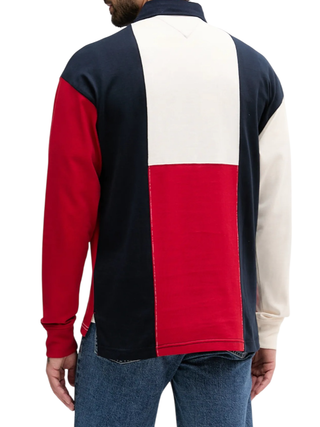 Tommy Hilfiger polo manica lunga blu bianco rosso MW0MW39690 DW5 Tommy Hilfiger