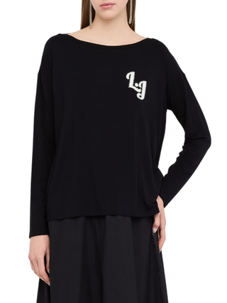 Liu Jo T-shirt donna manica lunga in viscosa nero TF5282JS360 S9149 LIU JO 