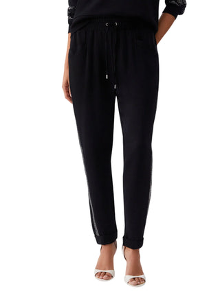 Liu Jo pantaloni joggers con bande strass nero
