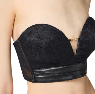 Elisabetta Franchi top crop in pizzo floreale nero RG00257E2 110 ELISABETTA FRANCHI 