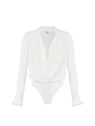 Elisabetta Franchi camicia body in georgette avorio
