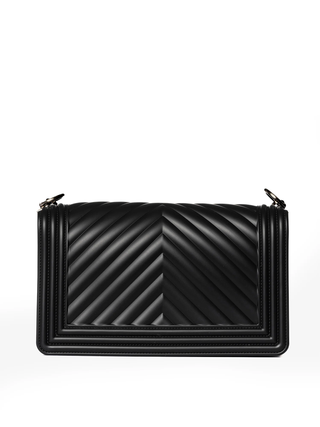 Marc Ellis borsa Flat M in gomma trapuntata nero argento FLAT M 25 BLACK-CDF MARC ELLIS