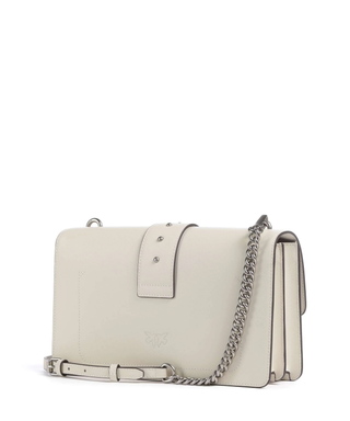 Pinko borsa a tracolla Love One Classic in pelle bianco argento