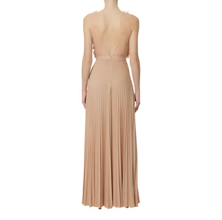 Elisabetta Franchi abito lungo plissè Red Carpet con petali rosa